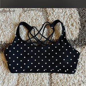 Polka Dot Strappy Sports Bralette - Black/White